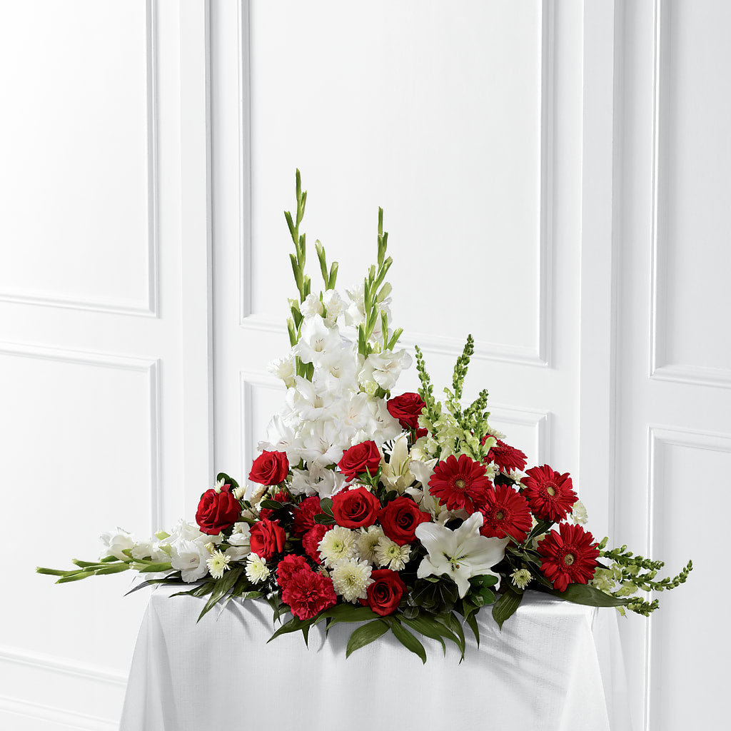 Crimson & White Arrangement – Oak Creek Florist, Concord CA