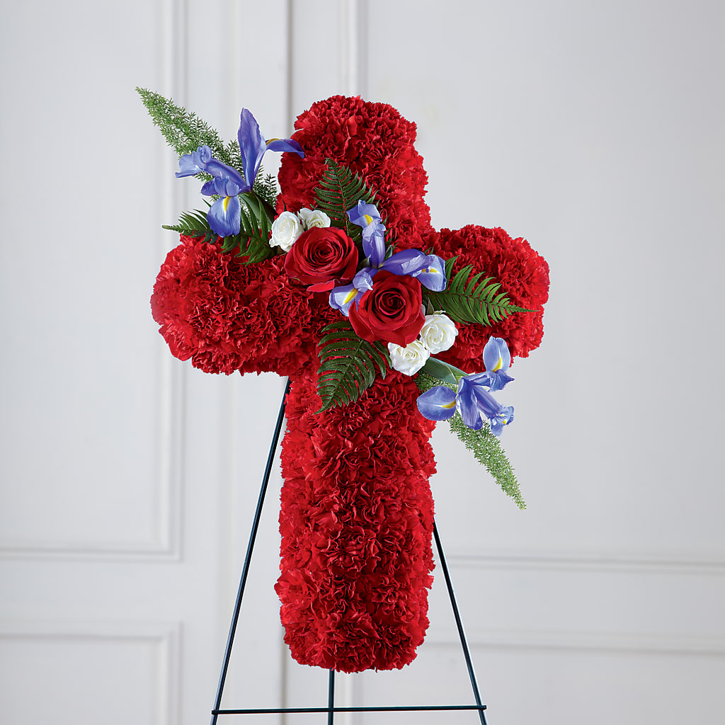 Faithful Hero Floral Cross – Oak Creek Florist, Concord CA