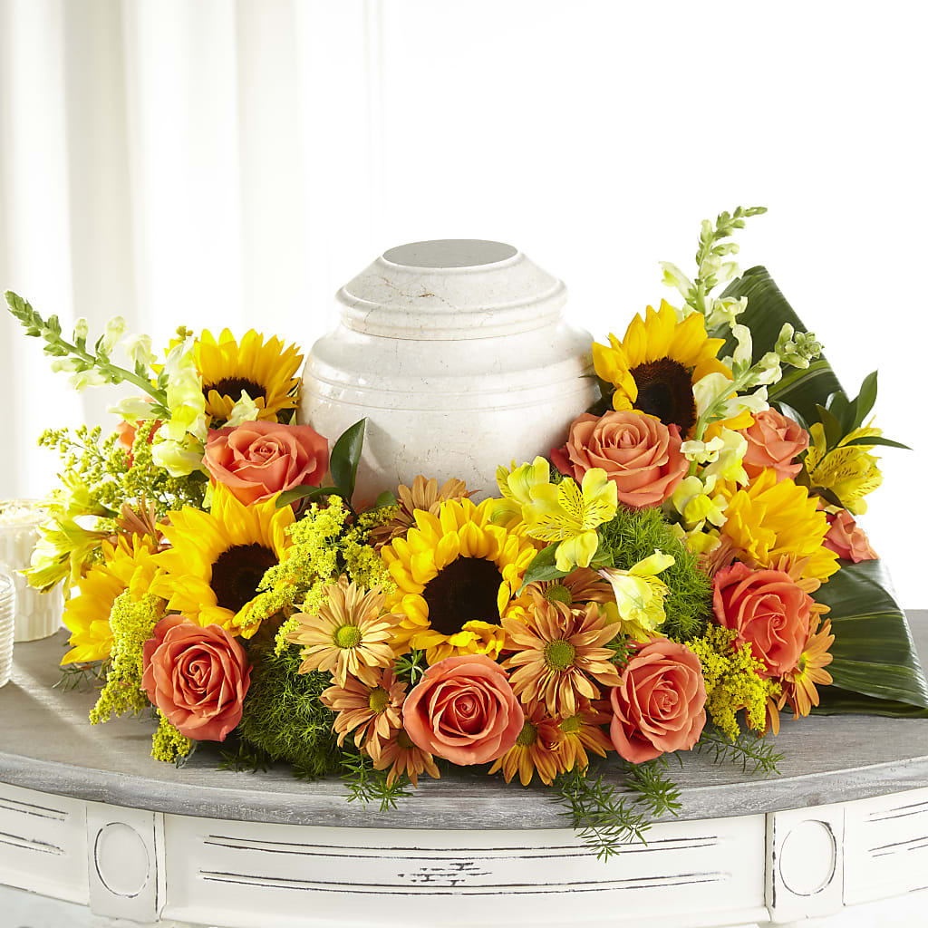 Faithful Sunflower Cremation Adornment – Oak Creek Florist, Concord CA