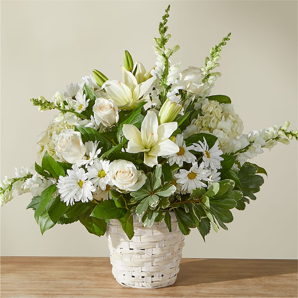 Ivory Elegance Floral Basket – Oak Creek Florist, Concord CA