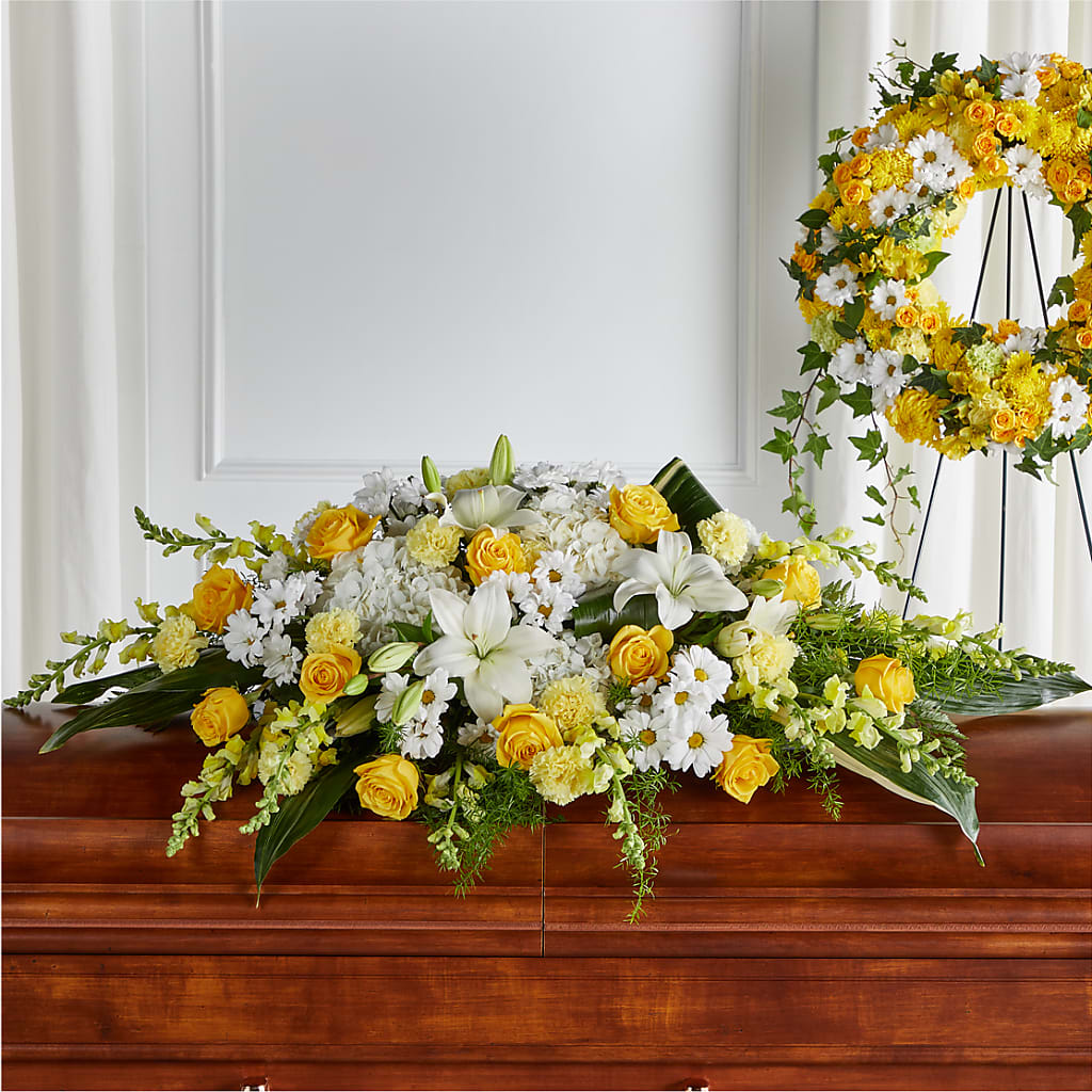 Golden Harmony Casket Spray – Oak Creek Florist, Concord CA