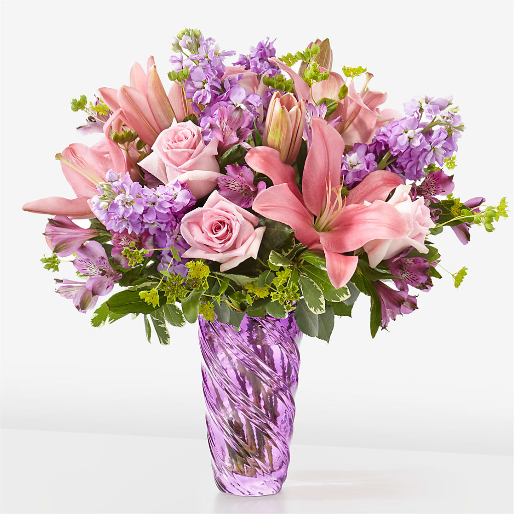Precious Petals Bouquet with Luxe Swirl Vase – Oak Creek Florist, Concord CA