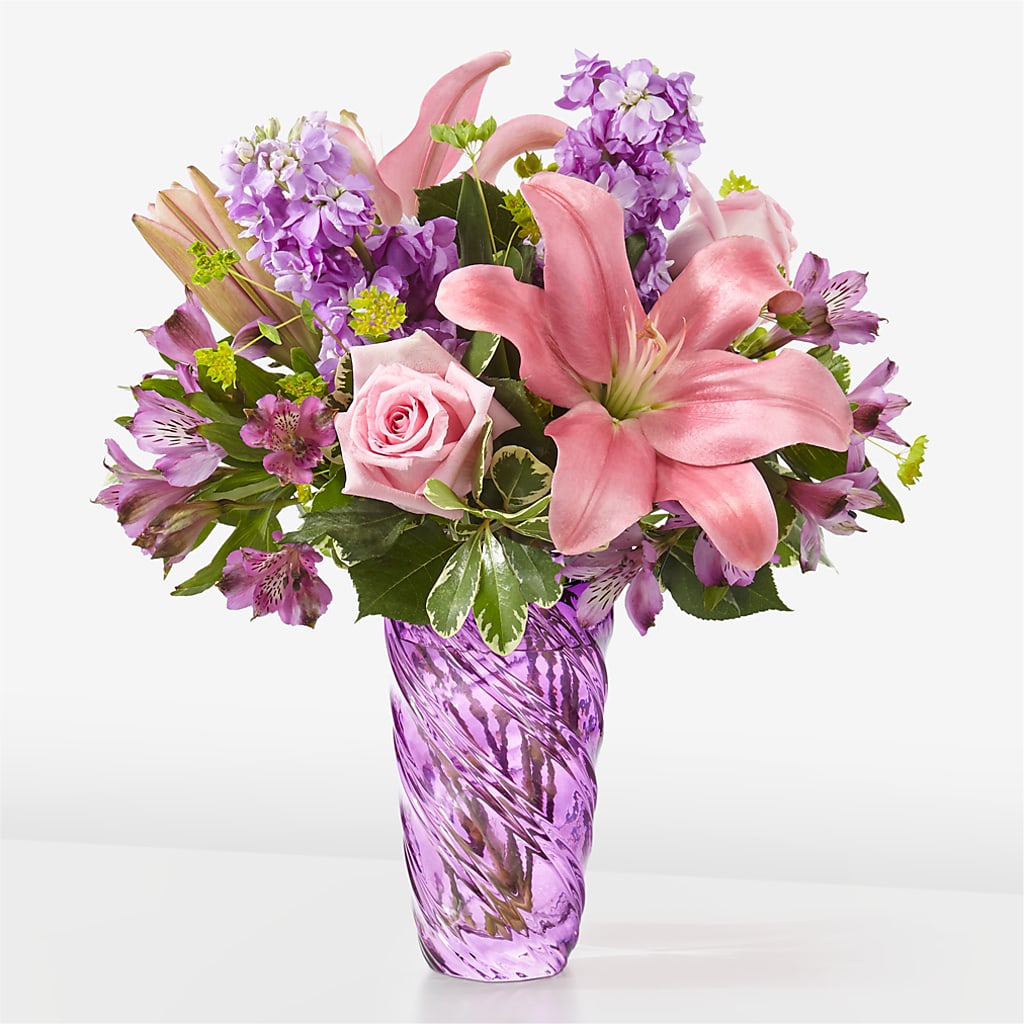Precious Petals Bouquet with Luxe Swirl Vase – Oak Creek Florist, Concord CA
