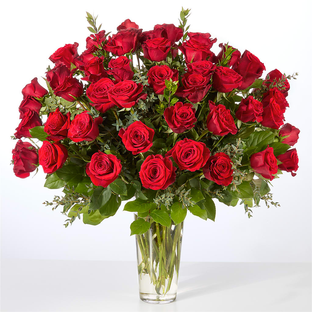 Forever Yours Fifty Stem Red Rose Bouquet – Oak Creek Florist, Concord CA
