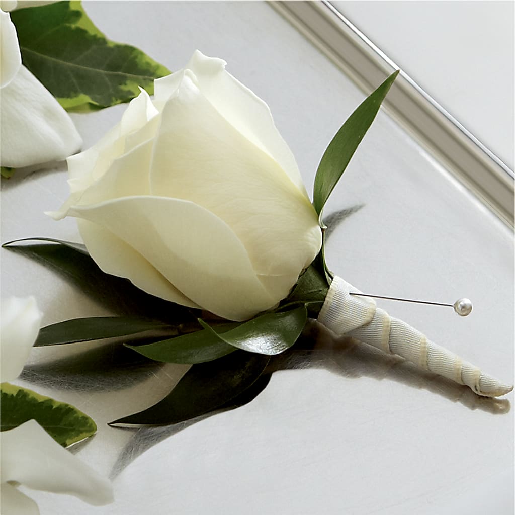 White Rose Boutonniere – Oak Creek Florist, Concord CA