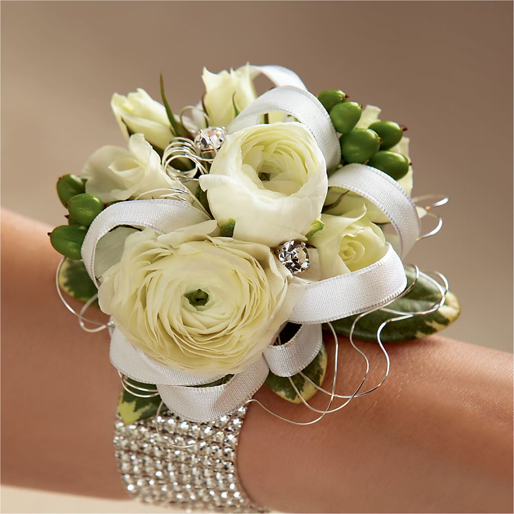 White Wedding Corsage – Oak Creek Florist, Concord CA