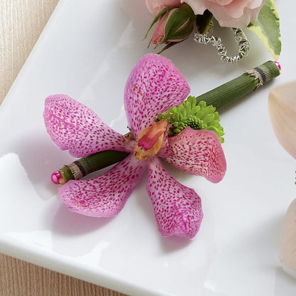 Pink Mokara Boutonniere –  Oak Creek Florist, Concord CA